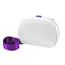 Female bag, artificial leather, white/purple 21x7x14 cm