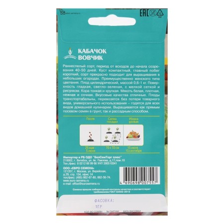 Semen zucchini "Vovchik", early adhesive, white -fruited, universal, 1 g-7