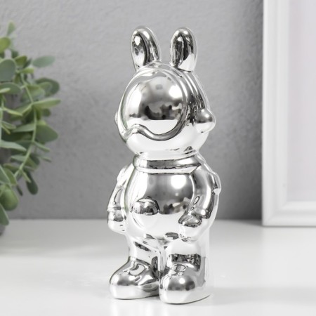 Souvenir ceramics "Bunny-cosmonaut" silver 8x6x17 cm-3