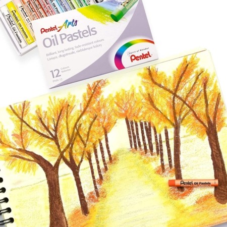 Oil pastel, 12 colors, Pentel, 8/60 mm, in cardboard-7