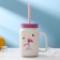 Ceramic mug with a metal lid and pipe "Flamingo", 450 ml, color mix
