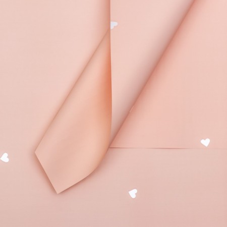 Film in sheets, 58x58 cm, "hearts", peach, 65 microns
