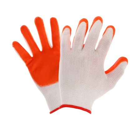 Garden, nylon gloves, with nitrilum semi -nitrous, size 8, orange, Greengo-1