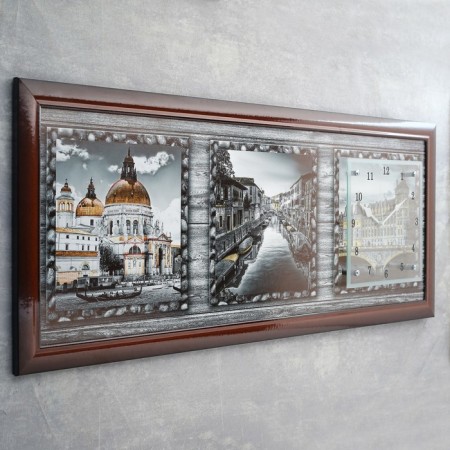 Carty clock, series: city, "Old Europe", 35 x 100 cm, mix-1