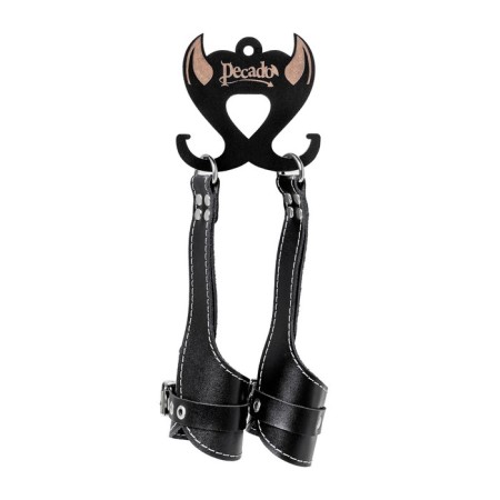 Pecado BDSM suspension, "soft" with a white line, genuine leather, black-6