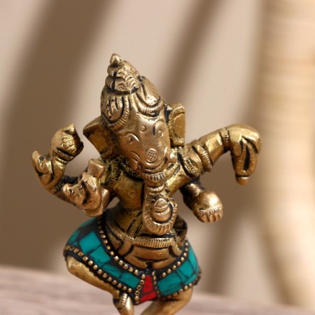 Souvenir "Ganesha" Brass, stone 10 cm-1