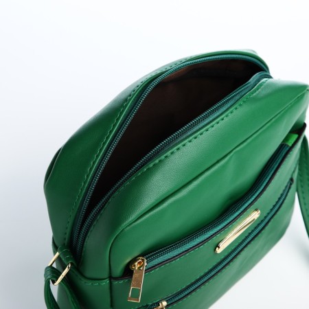 Bag Cross-Bodi with a zipper, green color-4
