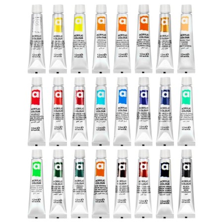 Acrylic paint in a tube, set 24 colors x 12 ml, Brauberg Hobby, 192404-7