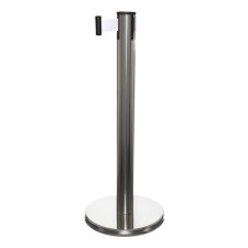 The fence stand is silver, with an exhaust ribbon-280 cm white, height-90cm, d-6cm, floor D-32cm