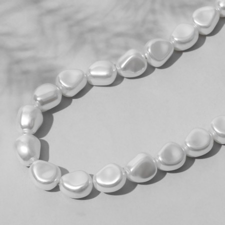 Plastic beads on the “Pearls” thread 1.6 × 1.4 × 1 cm, (set 90 pcs.), White color-2