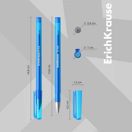 Gel pen Erichkrause G-ICE, blue ink, node 0.5 mm, letter line length 500 meters-4