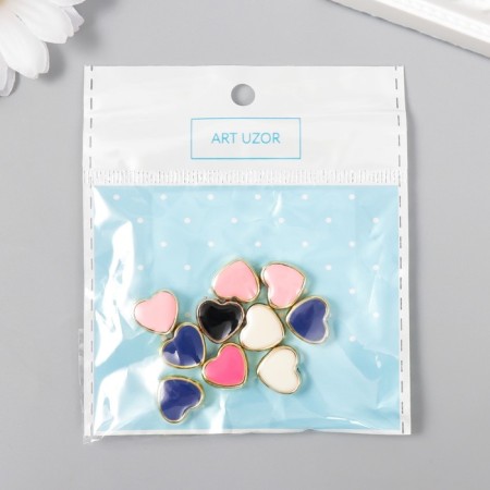 A set of beads for creativity plastic "Hearts, Bright gloss" mix 10 pcs 1.2x1.2 cm-3