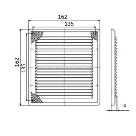 Ventilation grate "Cosmetic" LP162, 162 x 162 mm, with a net, detachable-3
