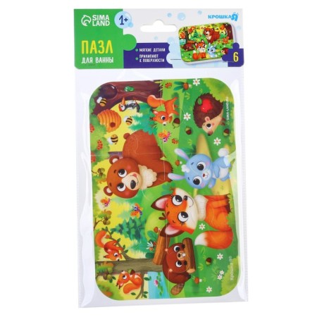 Soft puzzle for kids "Forest animals", 6 parts, crumb I-6