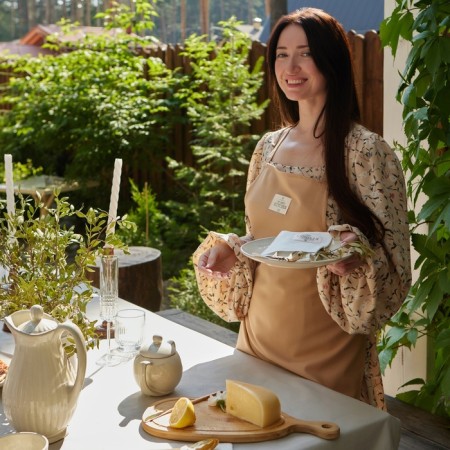 Apron Ethel ECO, col. Beige, 60x70 cm, 70% HL, 30% linen, 190 g/m2-4