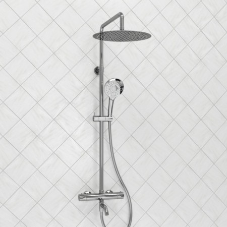The shower system Wasserkraft A188.16.16.101.087.ch Thermo, tropical shower, thermostat, chrome-1