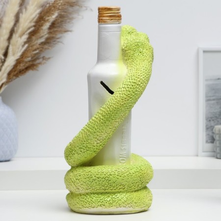 The piggy bank "Snake with a bottle" Green, 30cm-6