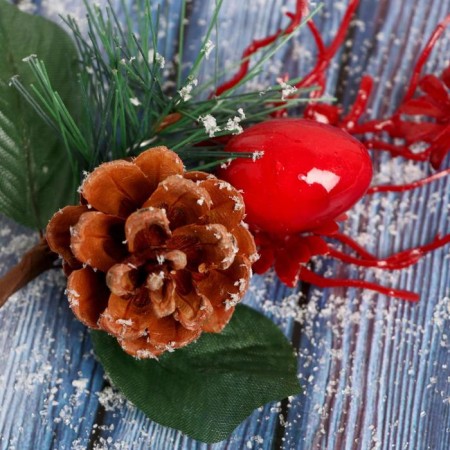 Decor "Winter Charm" Scarlet branches and flower 16 cm-1