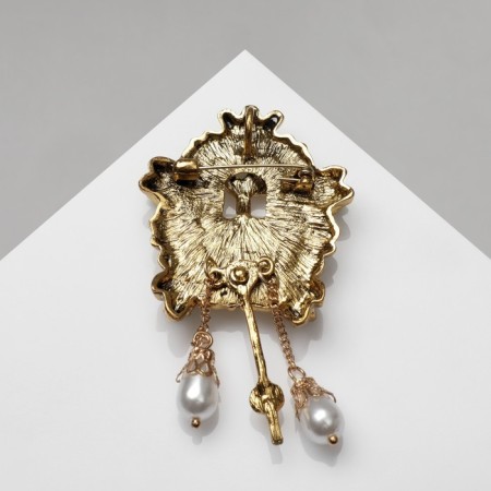 Brooch "Clock" Old, color in black gold-1