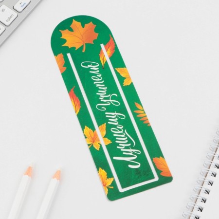 Bookmark for books “Best Teacher” with Povip, cardboard, 6 cm x 19 cm.-1