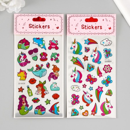 Plastic sticker "Unicorns and magic" mix 22x10 cm-2