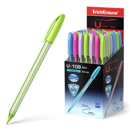 Ballic handle Erichkrause U-108 Spring Stick 1.0, Ultra Glide, Blue Ink color-1