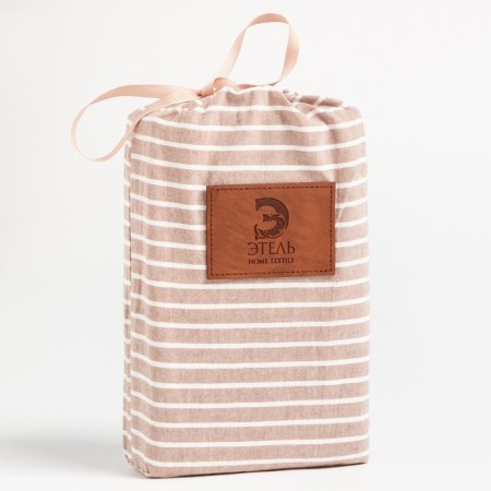 A set of pillowcases Ethel 50x70 cm - 2 pcs, "strips", beige color, greedy cotton, 140g/m2-3