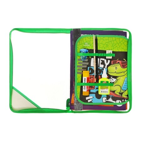 A4 labor folder, plastic, lightning around, folding bar, with a filling of 10 items, calligrata, PTR-1, "Dino Skate"-2
