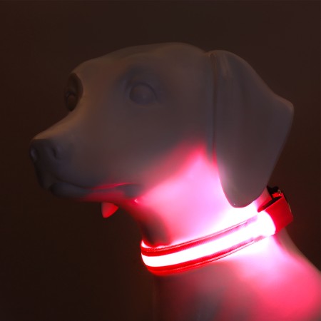 Collar with backlight double strip size m, Osh 40-48 x 2.5 cm 3 glow mode pink-9