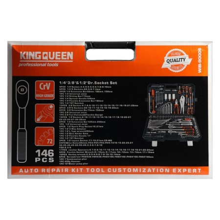 Set of instruments Universal Kingqueen Wib-90006, 72 tooth, 1/2 3/8 1/4 ", 146 items-4