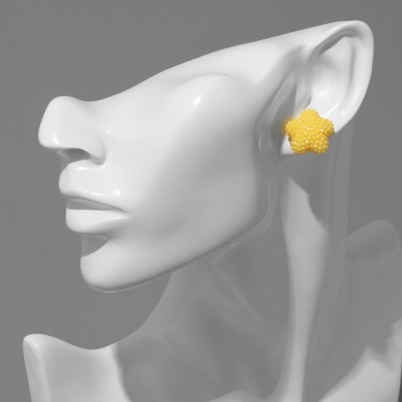 Earrings plastic "Caramel" star, yellow color-2