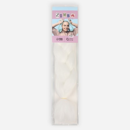 Zumba Kanecalon is monophonic, corrugated, 60 cm, 100 g, white color (#ay9)-6