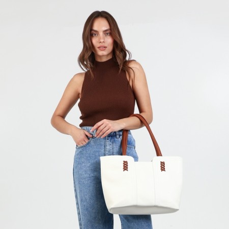 Zipper bag with lightning, white color-1