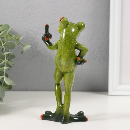 Souvenir Polystone Lak "Frog shows the middle finger" 7.5x6.8x15.7 cm-2