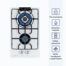 Варочная поверхность DELVENTO V30H20C001, газовая, 2 конфорки, белая