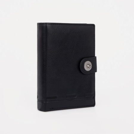 Male purse on Magnet, 3 in 1, department for auto documents and passports, black color