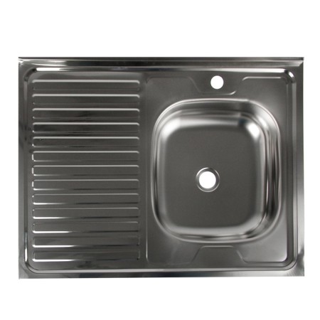 Kitchen sink "Vladix", invoice, without siphon, 80x60 cm, right, stainless steel 0.4 mm