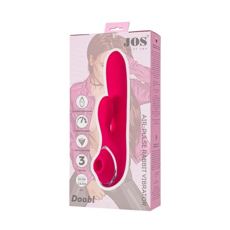 Vibrator with clitoral and vacuum stimulations Jos Doobl, 20 cm, silicone, pink color-9