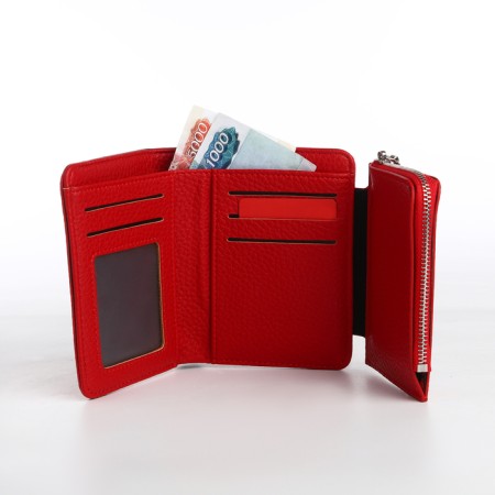 Women's wallet on magnet, red color-5