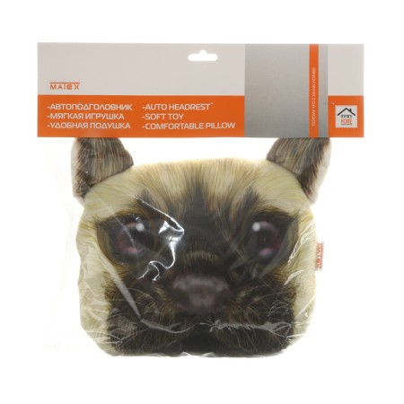 Pillow on the headrest Matech Animals Line, pug, 30 x 25 x 10 cm, brown, beige-6