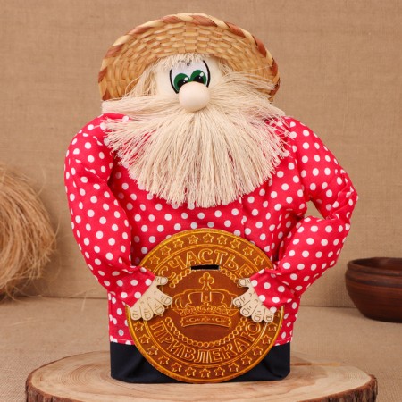 Charm - Brown Berendey with a piggy bank, h = 38 cm, mix-4