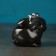 Figure Kashpo "Bunny with a hare" black with silver, 10cm