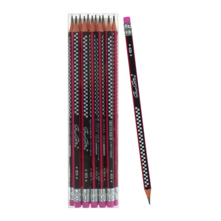 Pencil of the Black -Grades, the hardness of HB, with an eraser, the body is triangular, sharpened, mix-5