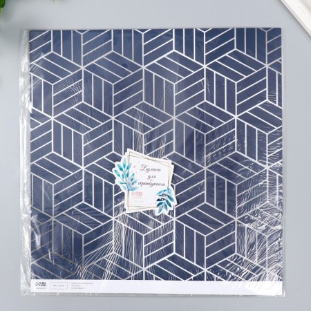 Scrapbooking paper bilateral "Mehendi and geometry silver" tights 180 g 30.5x32cm-5