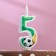 Candle for the Cake "Football", 10.2 cm, green number "5"