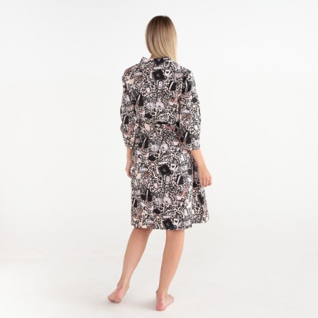Women's bathrobe Ethel "Leopard" sleeve 3/4, size 50-52, waffle 200g/m2, 100% cotton-2