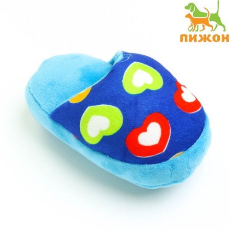 Toy for dogs "slippers", 15 cm, blue with hearts