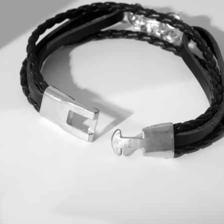 Bracelet male "fortress" Scorpio, black color with silver, 21.5 cm-1