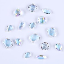 Decorative pebbles for creativity, set of 15 pcs., Transparent color, stones - from 6 to 14 mm
