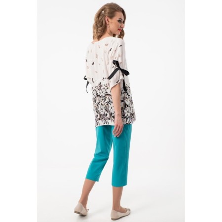 Female trousers, size 42, turquoise color-5